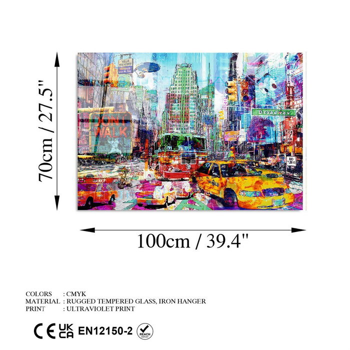 Wallity Pintura Decorativa de Vidrio Templado Multicolor 70 x 100 cm